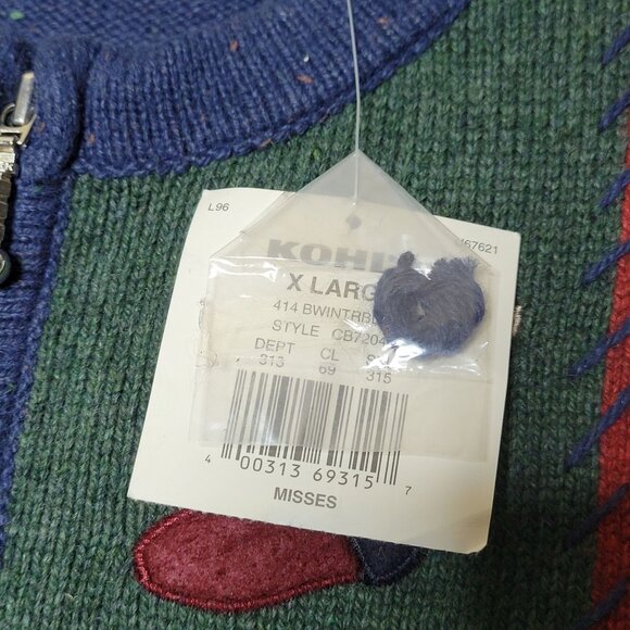 Christmas Holiday XL Zip Up Sweater Cardigan Winter Snowman Angora Wool Grandmac - Picture 6 of 7